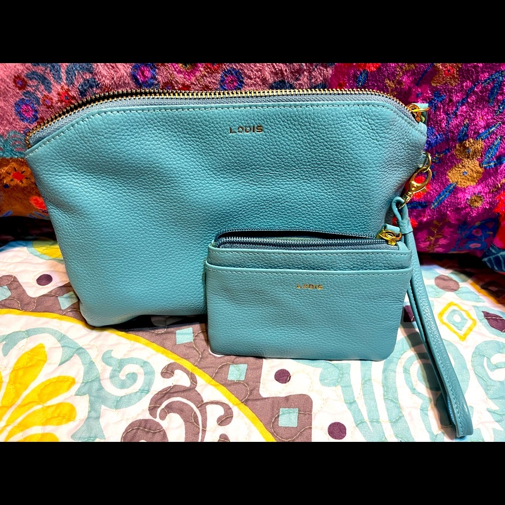 Lodis pebble leather wristlet and card/coin holder